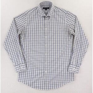Mizzen+Main Leeward Shirt Mens Large Tall Trim White Blue Check Long Sleeve